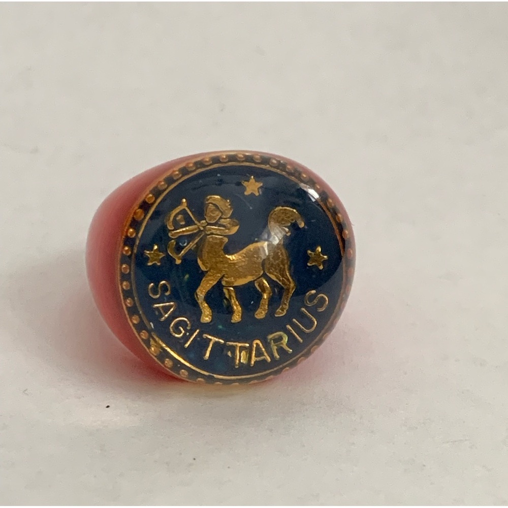 SAGITTARIUS Zodiac ring NEW Vintage (Red, Blue, & Gold)